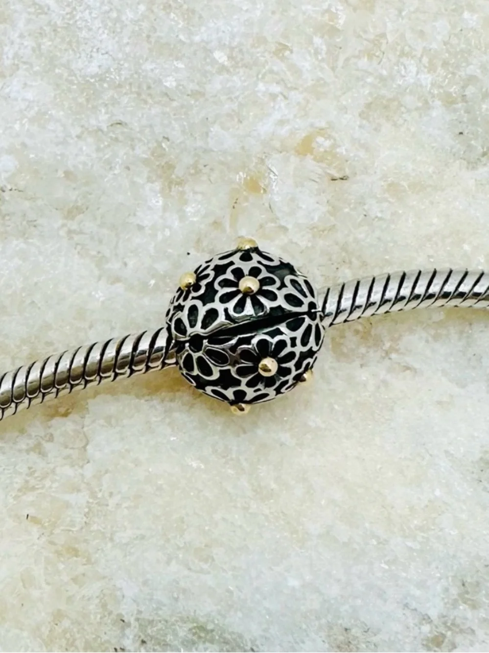 EUC Pandora Sterling Silver & 14k Gold Lazy Daisy Designer Clip